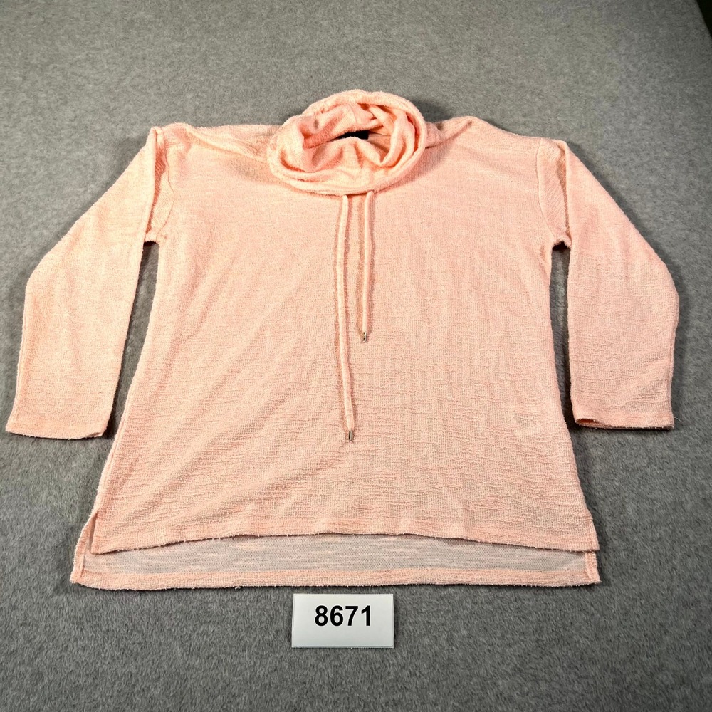 Jones New York Signature Sweater Women Medium Peach Pink Textured Knit Cowl Neck